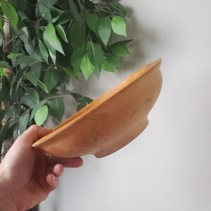 Handcrafted Wooden Bowl Mid Century Pedestal Dish Carved